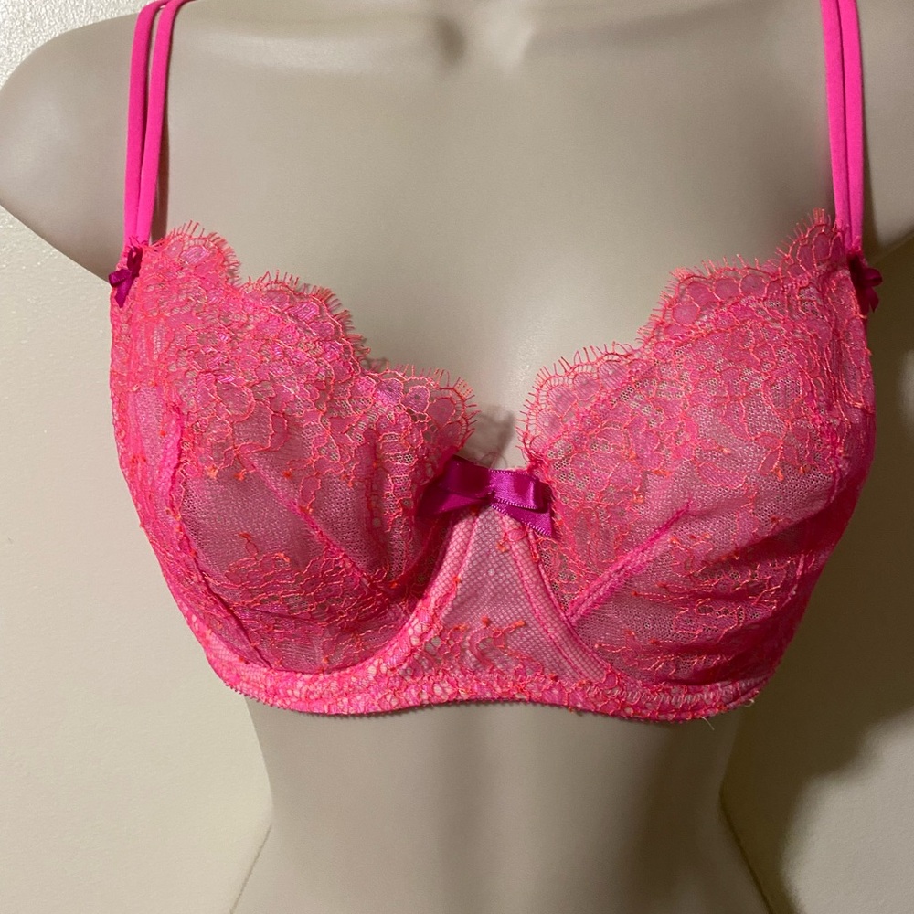 Victoria's Secret Neon Pink Lace Bra